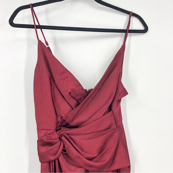 Significant Other Revolve Midi Wedding Guest Formal Wine Red Ruffle Dress Size 4 - Picture 2 of 6
